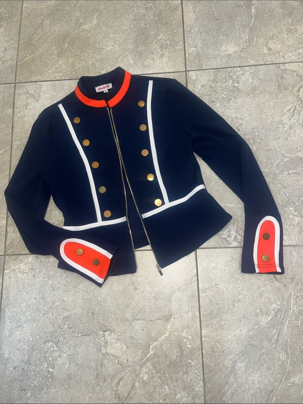 Navy & Red Military-Style Women's Jacket